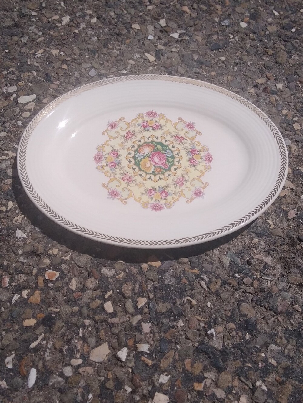 Western Royal Limoges Melody Platter Plate Tray 22k Gold Trim Roses Vintage Cott